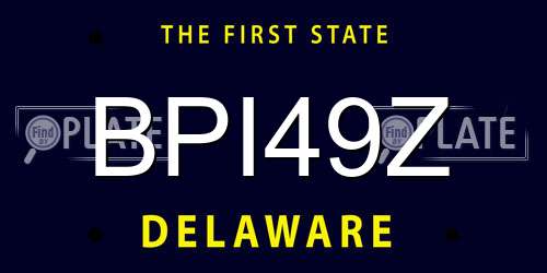 BPI49Z Delaware License Plate