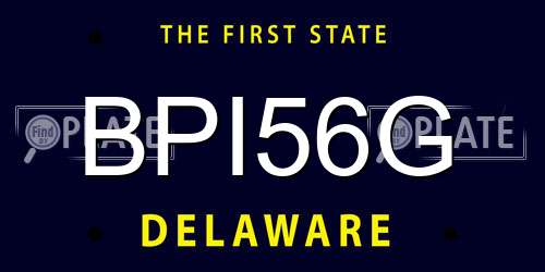 BPI56G Delaware License Plate