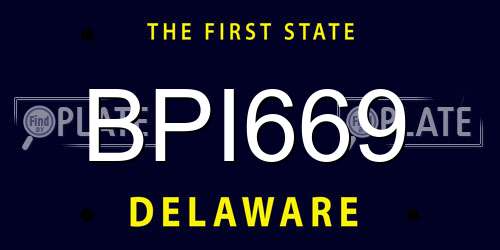 BPI669 Delaware License Plate