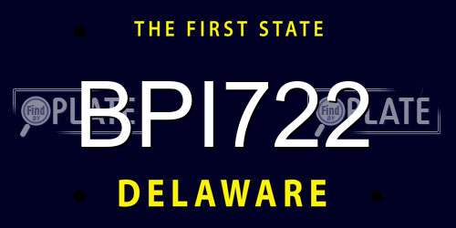 BPI722 Delaware License Plate