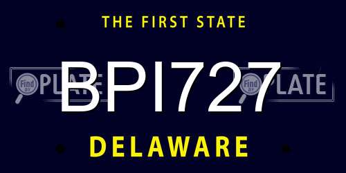 BPI727 Delaware License Plate