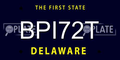 BPI72T Delaware License Plate