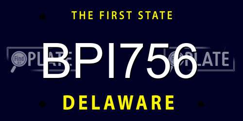 BPI756 Delaware License Plate