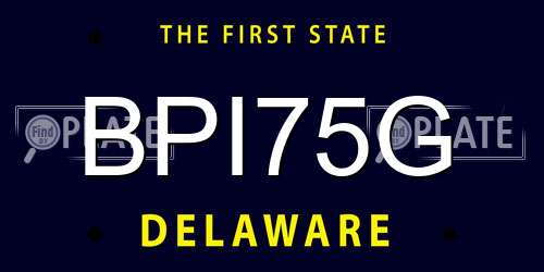 BPI75G Delaware License Plate