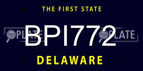BPI772 Delaware License Plate