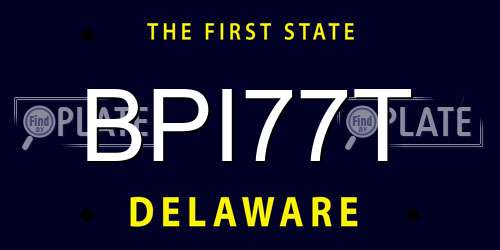 BPI77T Delaware License Plate
