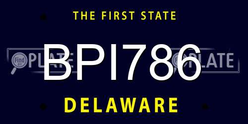 BPI786 Delaware License Plate