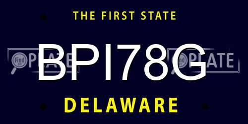 BPI78G Delaware License Plate