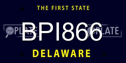 BPI866 Delaware License Plate
