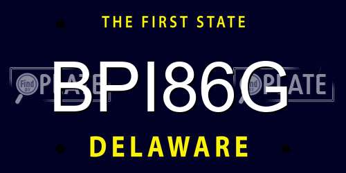 BPI86G Delaware License Plate