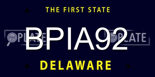 BPIA92 Delaware License Plate