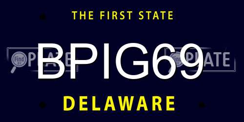 BPIG69 Delaware License Plate