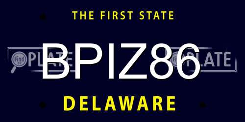 BPIZ86 Delaware License Plate