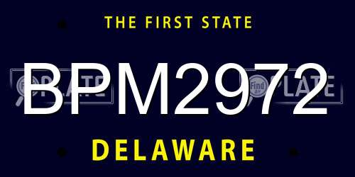 BPM2972 Delaware License Plate
