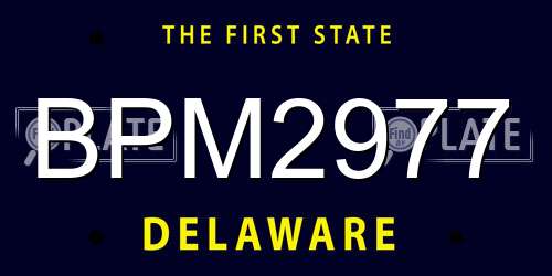 BPM2977 Delaware License Plate