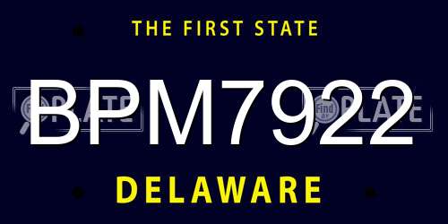 BPM7922 Delaware License Plate