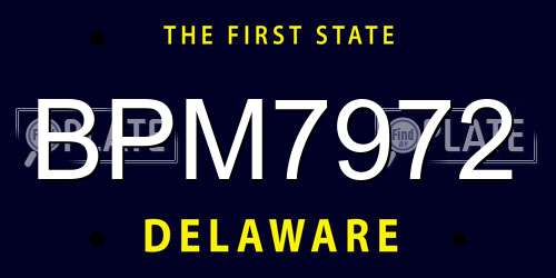 BPM7972 Delaware License Plate