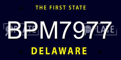 BPM7977 Delaware License Plate