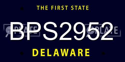 BPS2952 Delaware License Plate