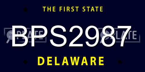 BPS2987 Delaware License Plate