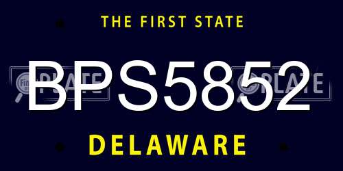 BPS5852 Delaware License Plate