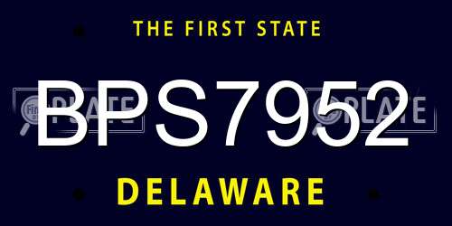 BPS7952 Delaware License Plate