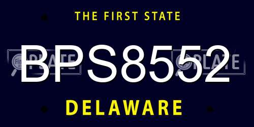 BPS8552 Delaware License Plate