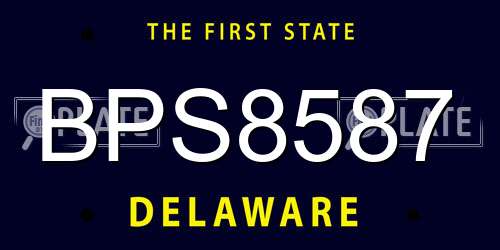 BPS8587 Delaware License Plate