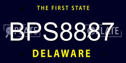 BPS8887 Delaware License Plate