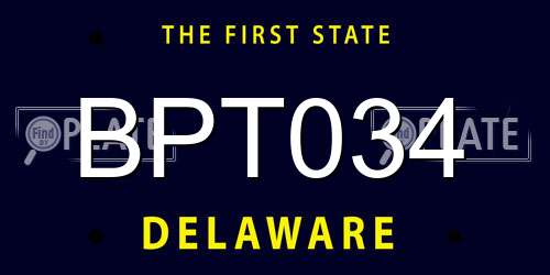 BPT034 Delaware License Plate