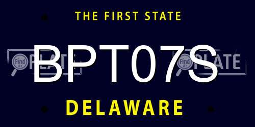 BPT07S Delaware License Plate