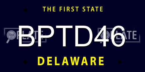 BPTD46 Delaware License Plate