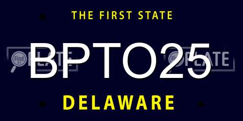 BPTO25 Delaware License Plate