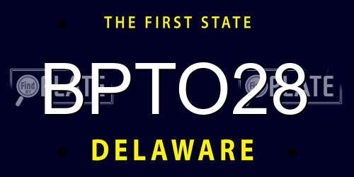 BPTO28 Delaware License Plate