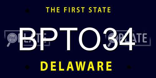 BPTO34 Delaware License Plate