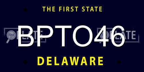 BPTO46 Delaware License Plate