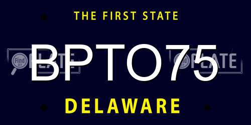 BPTO75 Delaware License Plate
