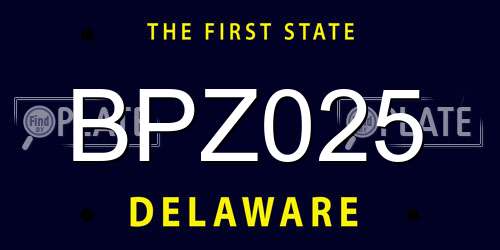 BPZ025 Delaware License Plate