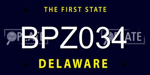 BPZ034 Delaware License Plate