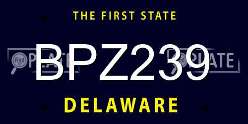 BPZ239 Delaware License Plate
