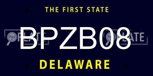 BPZB08 Delaware License Plate