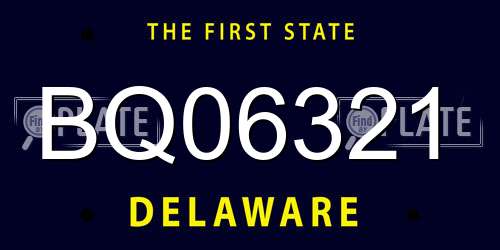 BQ06321 Delaware License Plate