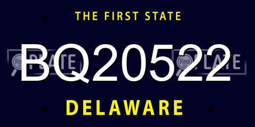 BQ20522 Delaware License Plate