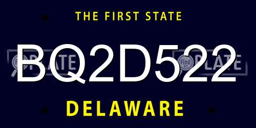 BQ2D522 Delaware License Plate