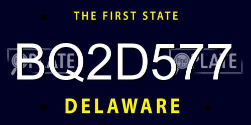 BQ2D577 Delaware License Plate