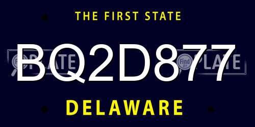 BQ2D877 Delaware License Plate