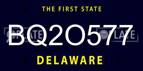 BQ2O577 Delaware License Plate