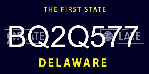 BQ2Q577 Delaware License Plate