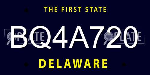 BQ4A720 Delaware License Plate