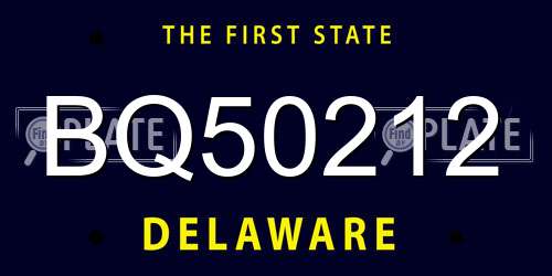 BQ50212 Delaware License Plate